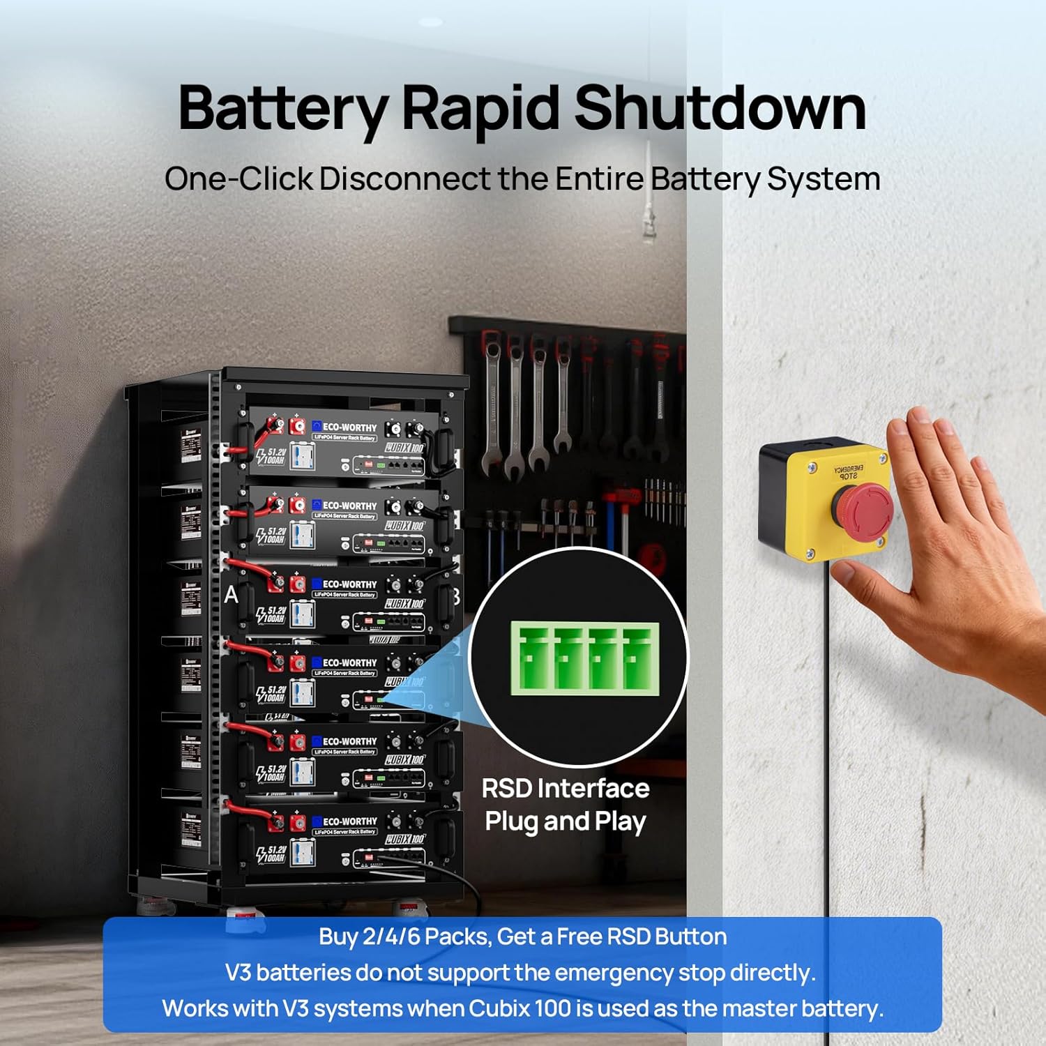 Energy Storage Rack - 100Ah LiFePO4 Built In Bluetooth 5120Wh